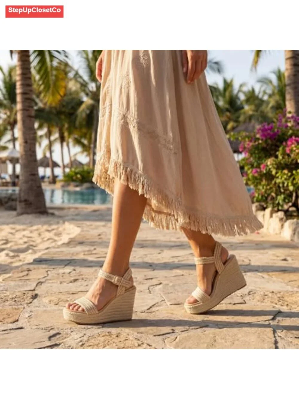 Espadrille Wedge Platform Sandals with Ankle Strap